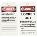 Brady Brady® 65454 Lockout Tag- Danger Locked Out Do Not Operate, 2 Sided, Cardstock, 25/Pack 65454